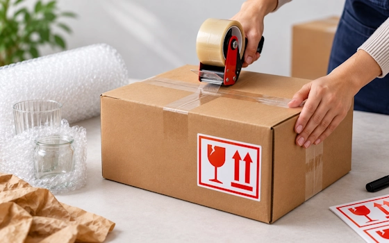 Add Fragile Label on the Box